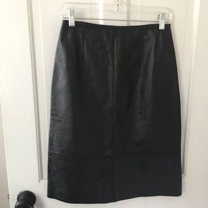 Black leather pencil skirt